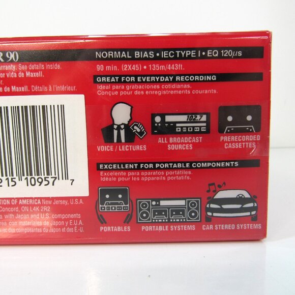 Maxell Audio Cassette Normal Bias UR90 7 Pack Super Size IEC Type 1 New - Picture 5 of 6